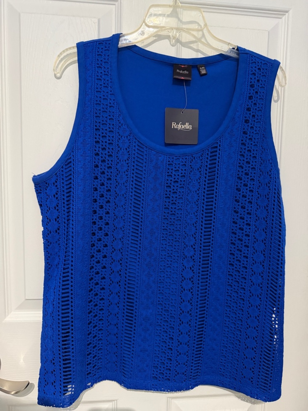 NWT Rafaella Royal Blue Crochet Knit Tank. Size XL.